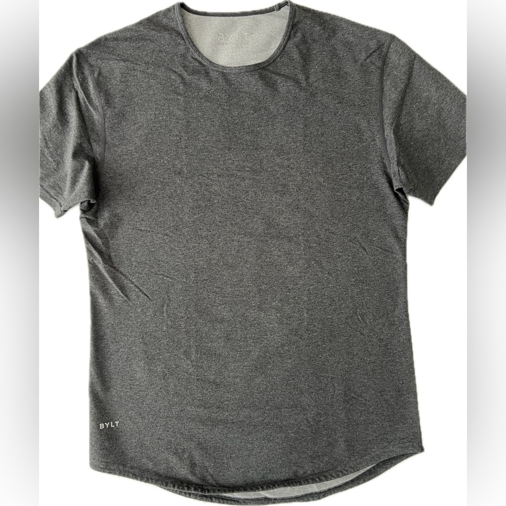 BYLT Basics Drop Cut Lux Short Sleeve Large Dark Heather Grey